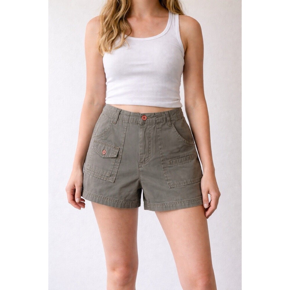 American Eagle Cargo Shorts Womens Size 4 Camo Green Utility Chino Casual Y2K